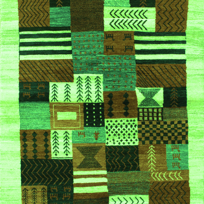 Serging Thickness of Machine Washable Abstract Green Contemporary Area Rugs, wshcon321grn
