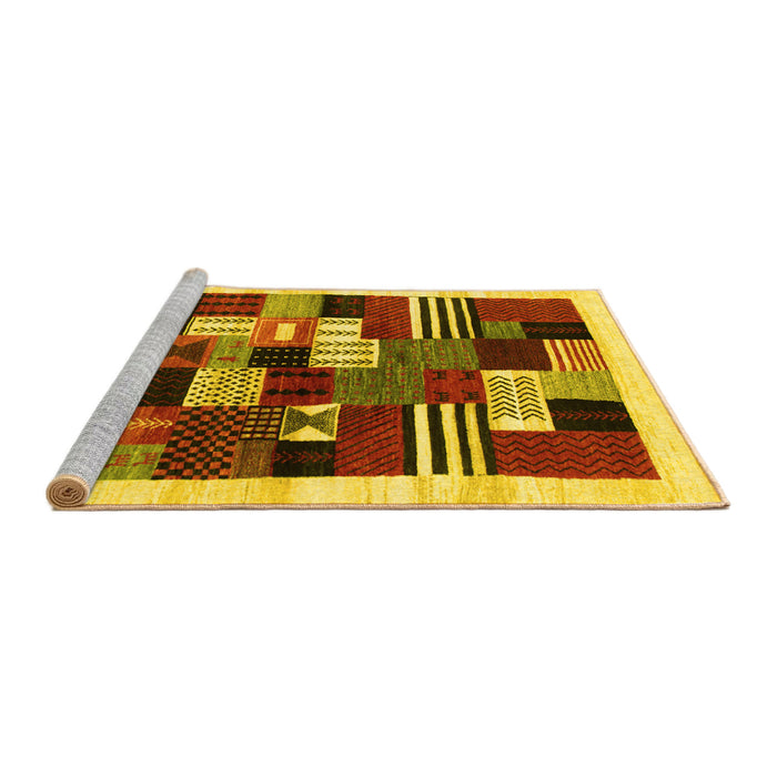 Sideview of Machine Washable Abstract Yellow Contemporary Rug, wshcon321yw