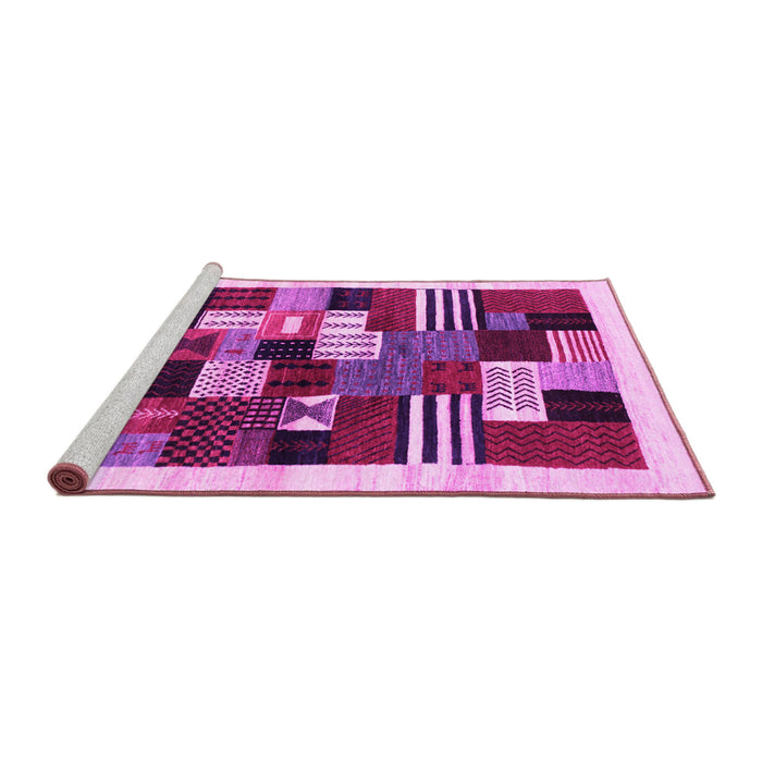 Sideview of Machine Washable Abstract Pink Contemporary Rug, wshcon321pnk