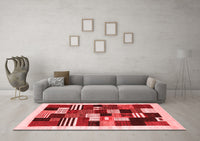 Machine Washable Abstract Red Contemporary Rug, wshcon321red