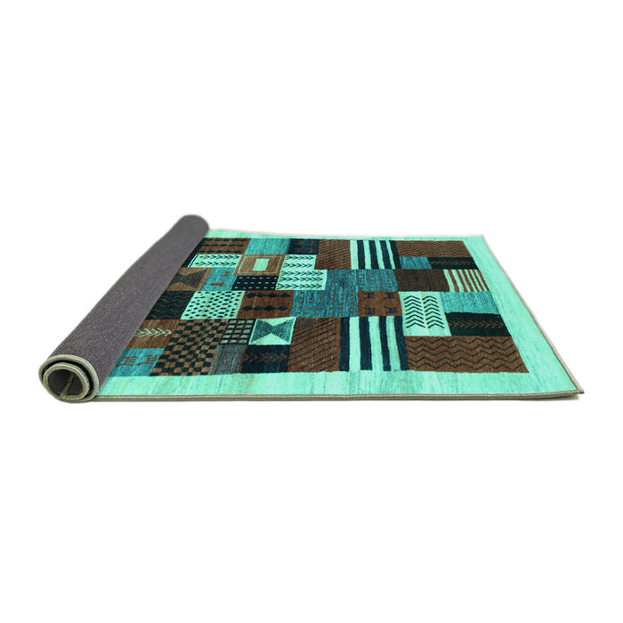 Sideview of Abstract Turquoise Contemporary Rug, con321turq