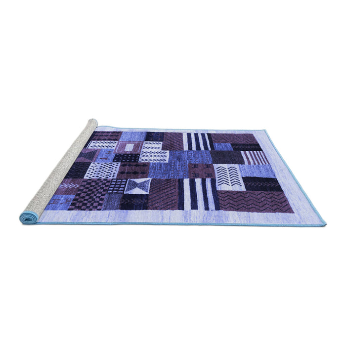 Sideview of Machine Washable Abstract Blue Contemporary Rug, wshcon321blu