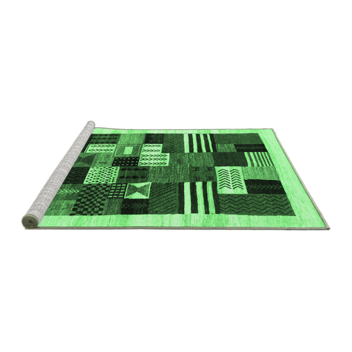 Sideview of Machine Washable Abstract Emerald Green Contemporary Area Rugs, wshcon321emgrn