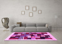 Machine Washable Abstract Pink Contemporary Rug, wshcon321pnk