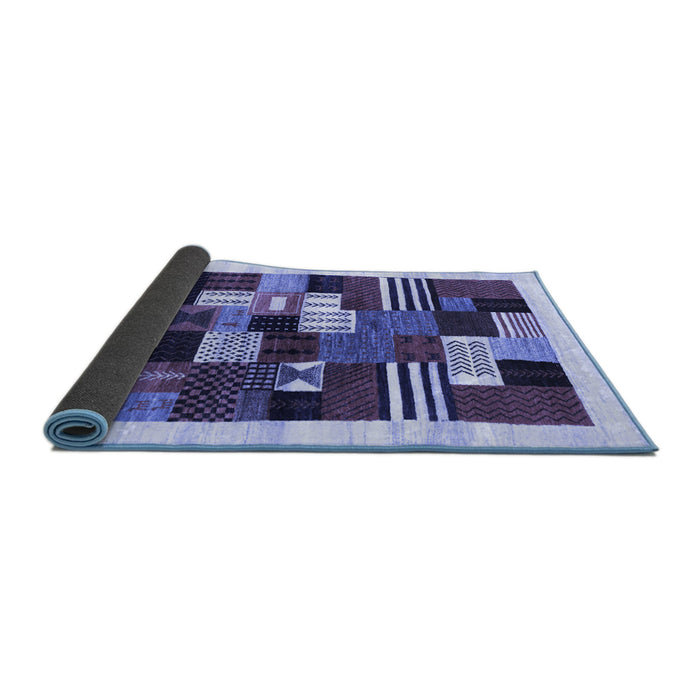Sideview of Abstract Blue Contemporary Rug, con321blu