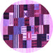 Round Machine Washable Abstract Purple Contemporary Area Rugs, wshcon321pur