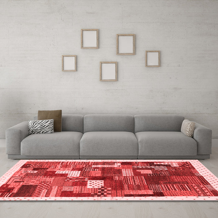 Contemporary Red Washable Rugs