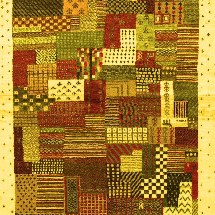Abstract Yellow Contemporary Rug, con322yw