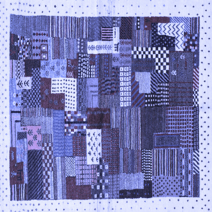 Square Abstract Blue Contemporary Rug, con322blu