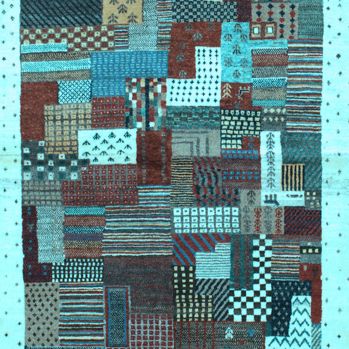 Abstract Light Blue Contemporary Rug, con322lblu