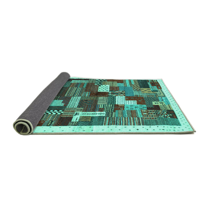 Sideview of Abstract Turquoise Contemporary Rug, con322turq