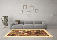 Machine Washable Abstract Brown Contemporary Rug, wshcon322brn