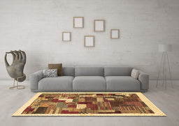 Machine Washable Abstract Brown Contemporary Rug in a Living Room,, wshcon322brn