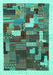 Machine Washable Abstract Turquoise Contemporary Area Rugs, wshcon322turq