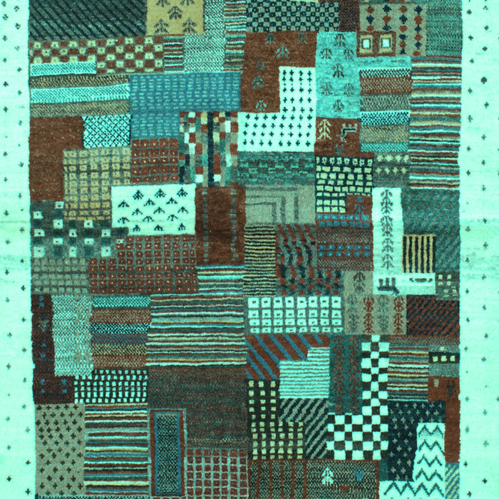 Machine Washable Abstract Turquoise Contemporary Area Rugs, wshcon322turq