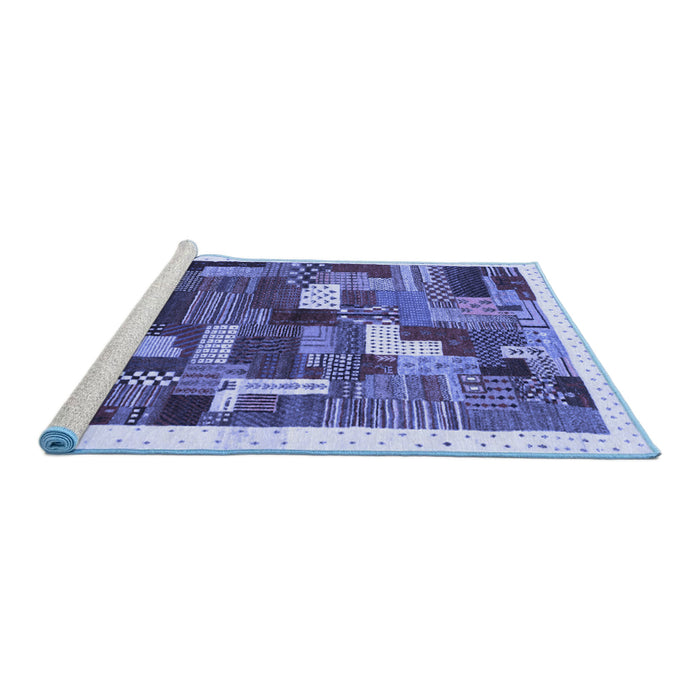Sideview of Machine Washable Abstract Blue Contemporary Rug, wshcon322blu