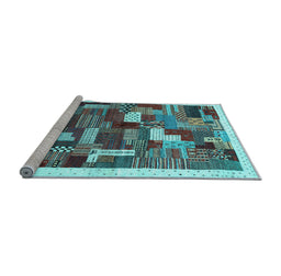 Sideview of Machine Washable Abstract Light Blue Contemporary Rug, wshcon322lblu