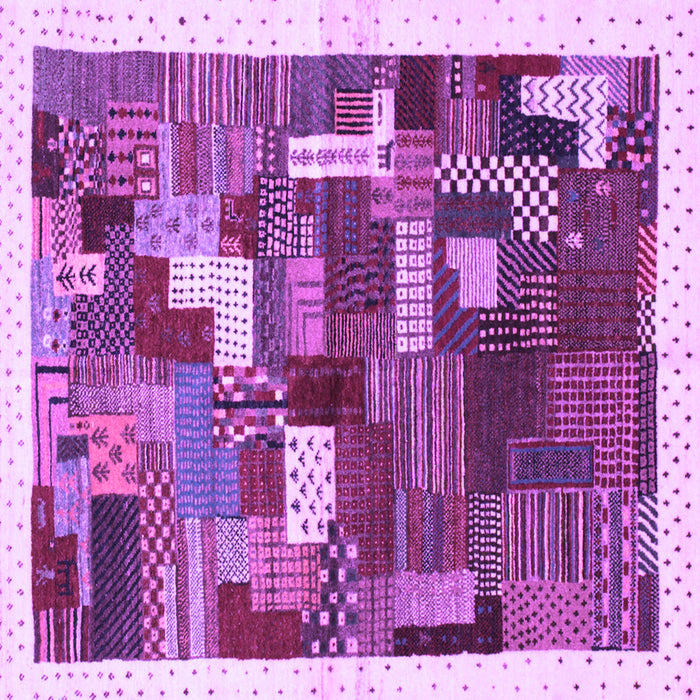 Square Abstract Purple Contemporary Rug, con322pur
