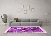 Machine Washable Abstract Purple Contemporary Rug, wshcon322pur