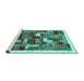 Sideview of Machine Washable Abstract Turquoise Contemporary Area Rugs, wshcon322turq