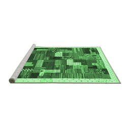 Sideview of Machine Washable Abstract Emerald Green Contemporary Area Rugs, wshcon322emgrn