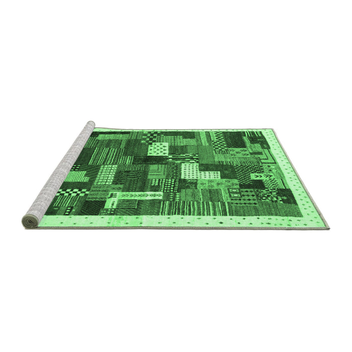Sideview of Machine Washable Abstract Emerald Green Contemporary Area Rugs, wshcon322emgrn