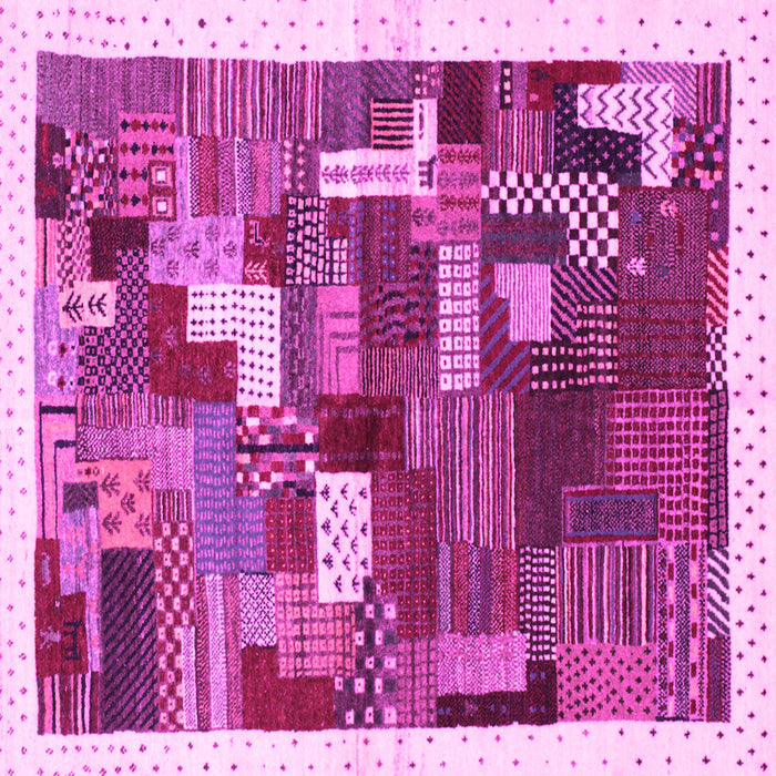 Square Machine Washable Abstract Pink Contemporary Rug, wshcon322pnk