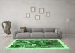 Machine Washable Abstract Emerald Green Contemporary Area Rugs in a Living Room,, wshcon322emgrn