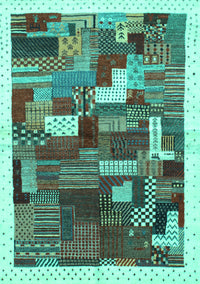 Abstract Turquoise Contemporary Rug, con322turq