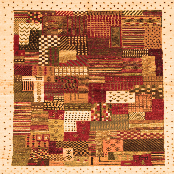Round Machine Washable Abstract Orange Contemporary Area Rugs, wshcon322org