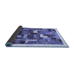 Sideview of Abstract Blue Contemporary Rug, con322blu