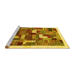 Sideview of Machine Washable Abstract Yellow Contemporary Rug, wshcon322yw