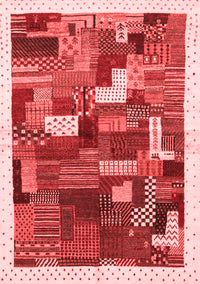 Abstract Red Contemporary Rug, con322red