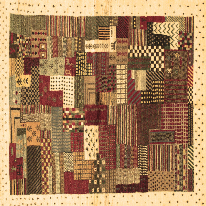 Square Machine Washable Abstract Brown Contemporary Rug, wshcon322brn