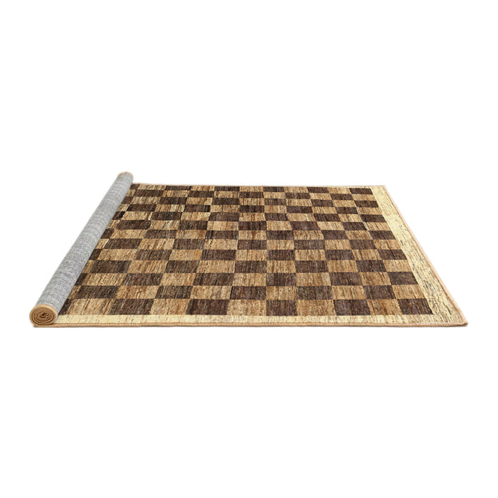 Serging Thickness of Machine Washable Contemporary Saddle Brown Rug, wshcon323