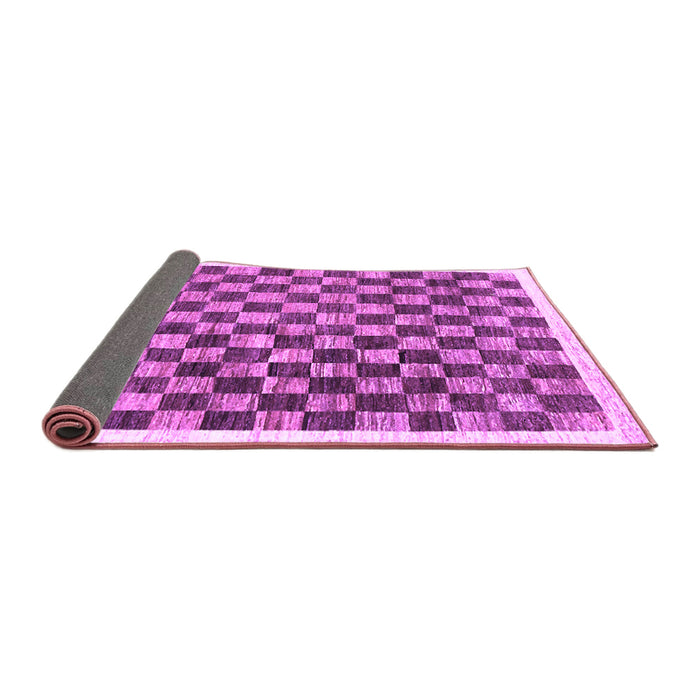 Sideview of Checkered Purple Modern Rug, con323pur