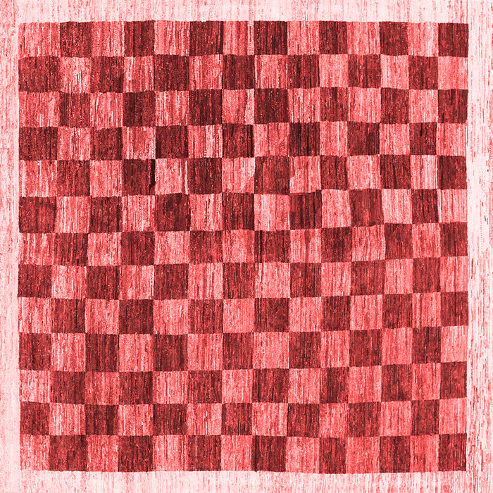 Machine Washable Checkered Red Modern Rug, wshcon323red