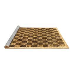Sideview of Machine Washable Checkered Brown Modern Rug, wshcon323brn