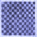 Square Machine Washable Checkered Blue Modern Rug, wshcon323blu