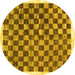 Round Checkered Yellow Modern Rug, con323yw