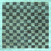 Square Machine Washable Checkered Light Blue Modern Rug, wshcon323lblu
