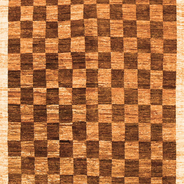 Serging Thickness of Machine Washable Checkered Orange Modern Area Rugs, wshcon323org