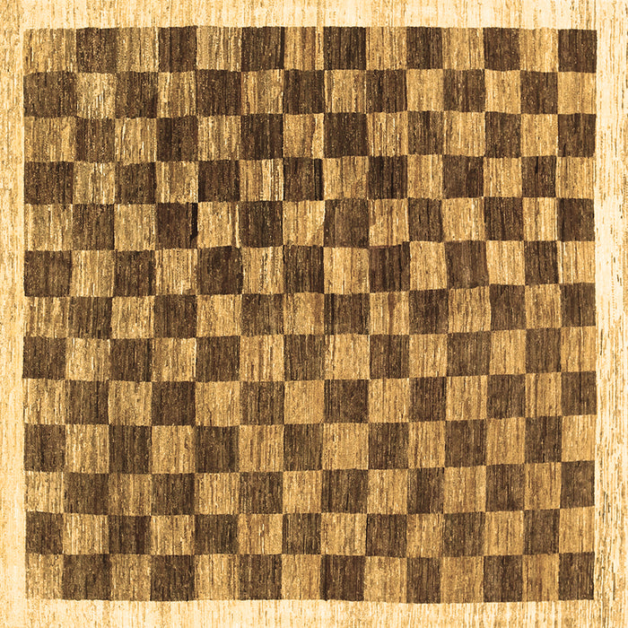 Square Machine Washable Checkered Brown Modern Rug, wshcon323brn