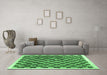 Machine Washable Checkered Emerald Green Modern Area Rugs in a Living Room,, wshcon323emgrn