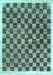 Machine Washable Checkered Light Blue Modern Rug, wshcon323lblu