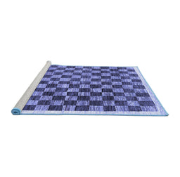 Sideview of Machine Washable Checkered Blue Modern Rug, wshcon323blu