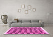 Machine Washable Checkered Pink Modern Rug in a Living Room, wshcon323pnk