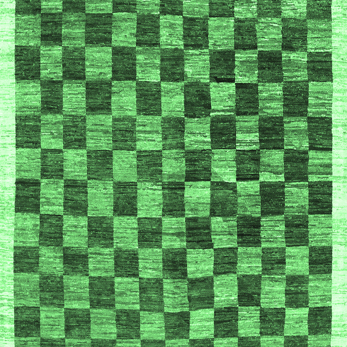 Machine Washable Checkered Emerald Green Modern Area Rugs, wshcon323emgrn