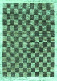 Checkered Turquoise Modern Rug, con323turq