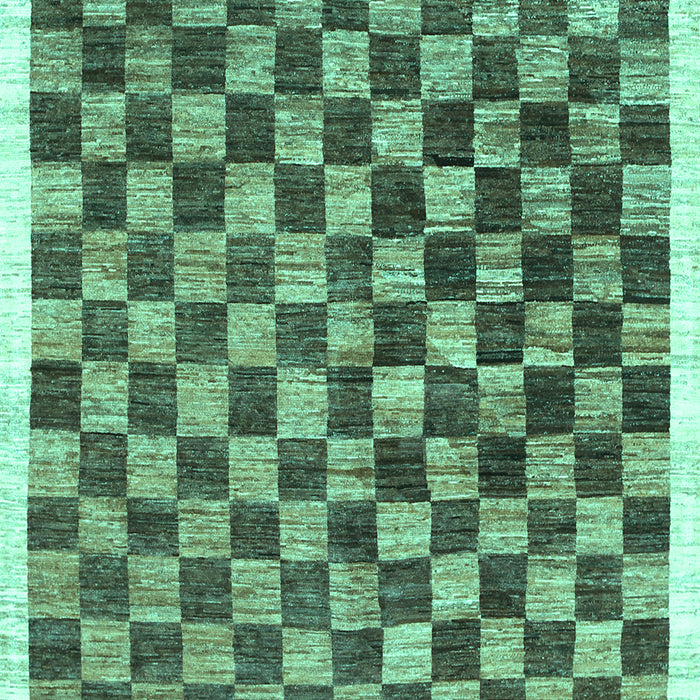Machine Washable Checkered Turquoise Modern Area Rugs, wshcon323turq
